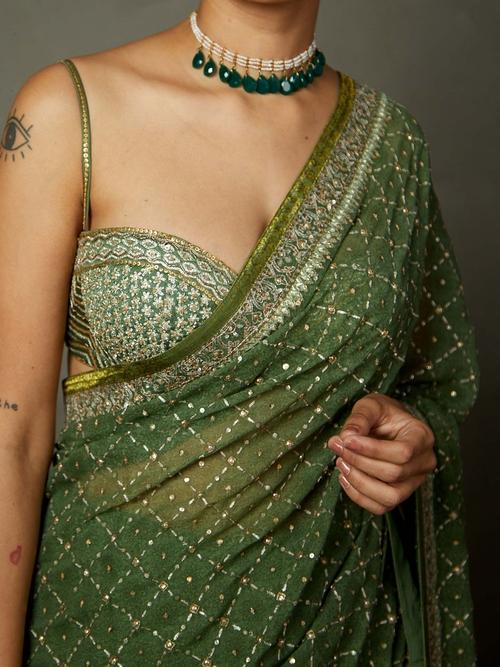 Rohira Saree With Unstitched Blouse - Image 5