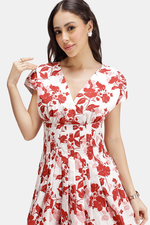 Noura 100% Cotton Pleated Bubble Hem Dress - Image 6