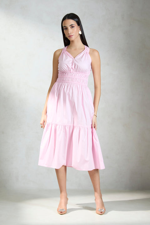 Evelina 100% Cotton Tiered Pink Dress - Image 2