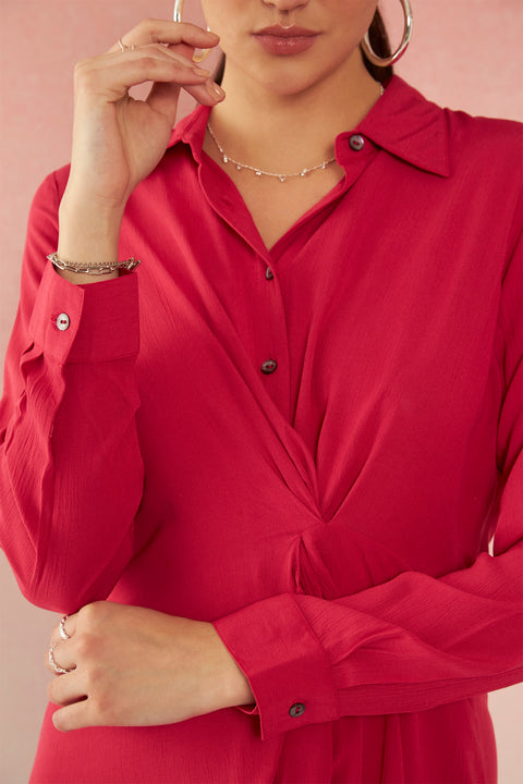 Aamna 100% Viscose Draped Shirt Dress - Image 6