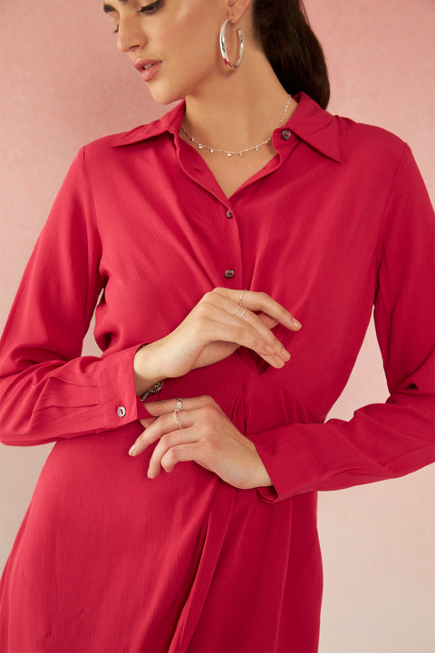 Aamna 100% Viscose Draped Shirt Dress - Image 7