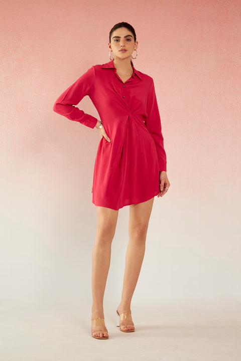 Aamna 100% Viscose Draped Shirt Dress - Image 2
