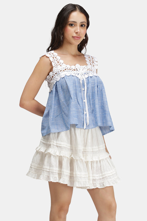 Imani 100% Cotton Lace Neck Baby Doll Top - Image 5